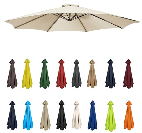 2m-3.5m Parasol Replacement Canopy and Fabric Cover for Garden Umbrella - 6/8 Arms, Outdoor Use