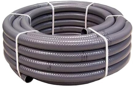 PVC Schlauch Ø 50mm außen flexibler Druckschlauch 1 Meter Poolverrohrung Druckleitung in grau - Robuster Klebeschlauch für Schwimmbad Teich und Pool bis 6 bar druckfest - Langlebig und UV-beständig