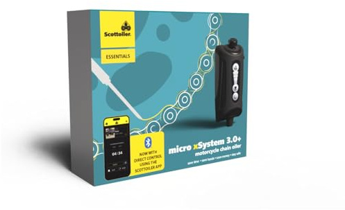 Scottoiler Essentials micro xSystem 3.0+ automatic motorcycle chain oiler with bluetooth control via the Scottoiler App - SO-8500-30P