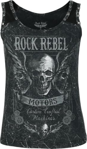 Rock Rebel by EMP Damen dunkelgraues Top mit Front- und Backprint