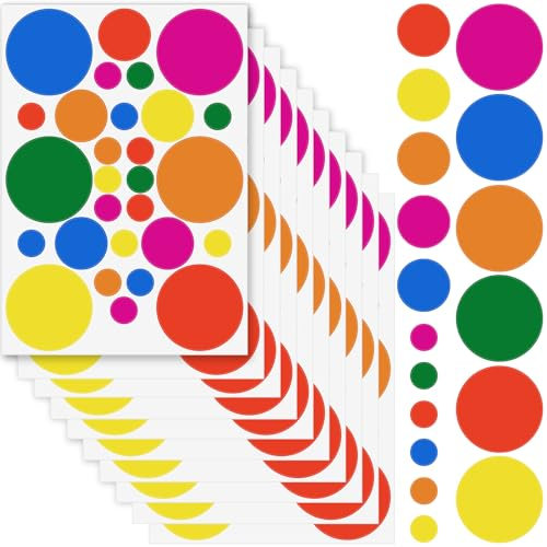 FLEXNOVA Klebepunkte Bunt 280 Stück Markierungspunkte 6 Farben Punkte Aufkleber Rund Farbcodierung Selbstklebende Punktaufkleber für Büro, Schule, Zuhause, Markieren, Kategorisieren, Warnen Verwendet