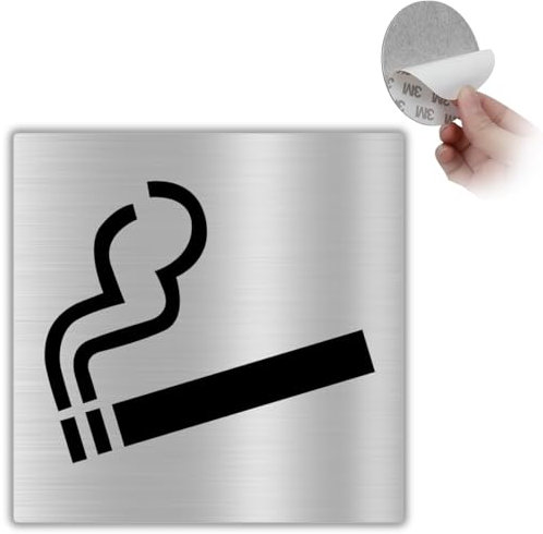 LEIASA | Señal Adhesiva Permitido Fumar - 10x10 cm - Grosor 0.8 mm - Aluminio - Cartel Zona para Fumar - Rótulo Fumadores - Señal Fumar Permitido - Cartel Adhesivo 3M Área Fumadores (Señal Fumar)