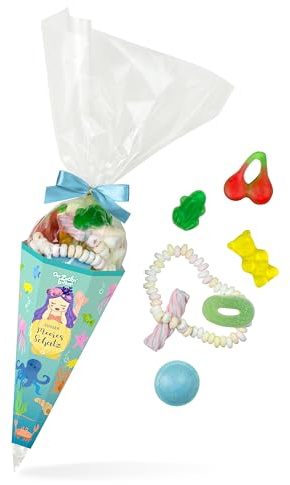 Zuckertüte Süßer Meeres-Schatz – gefüllt mit bunten Süßigkeiten, tolles Geschenk für Einschulung und Kindergeburtstag, für kleine Fans von Meerjungfrauen und der Unterwasserwelt