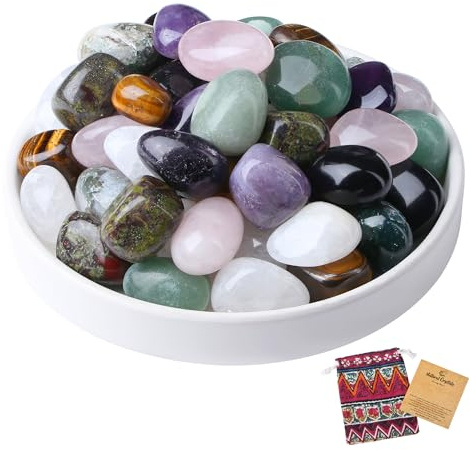 GUJOXILA Edelsteine für Kinder 400g Trommelsteinen Kristalle Glückssteine | für Kinder Schatzsuche Kommunion Taufe Gastgeschenk 1.5–2.5 cm Unregelmäßige Edelstein