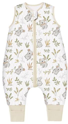 Chilsuessy Baby Ganzjahres Schlafsack mit Füßen 1.5 Tog Kleinkind Schlafsack mit Beinen Baumwolle, 1.5 Tog/Koala, 80cm/Baby Höhe 90-100cm