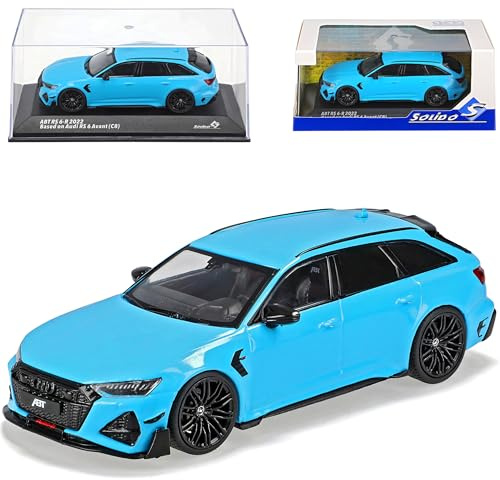 alles-meine.de GmbH A*U*D*I A6 RS6 ABT 6-R C8 Avant Kombi Miami Blau Modell Ab 2018 1/43 Solido Modell Auto mit individiuellem Wunschkennzeichen