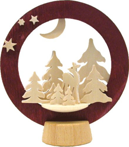 alles-meine.de GmbH Holz Bastelset 3-D - REH im Winterwald dunkelrot Sockelring - Natur Weihnachten/zum selber basteln - Echt Erzgebirge - Handarbeit aus Deutschland - Deko für..