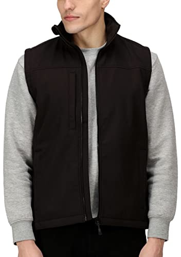 Regatta Professional Men's Flux Water Repellent Softshell Bodywarmer Gilet Jacket, All Black, size Large (Manufacturer Size:L)