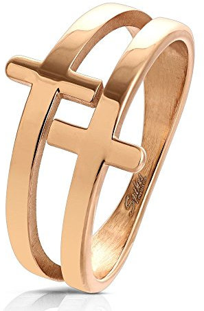 Bungsa 52 (16.6) Damen-Ring Kreuze Rosegold Edelstahl