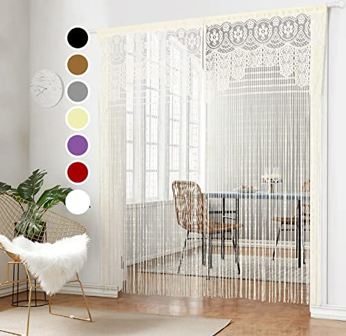 HSYLYM Lace Curtain 78 Drop Soft Fine Texture Delicate French Lace Curtains Lightweight Curtains for Windows,Champagne,90x200cm(35x78inch)