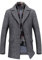INVACHI Herren Slim Fit Winter Warm Kurz Wollmischung Mantel Business Jacke mit Abnehmbaren Soft Touch Wollschal - Grau - Medium