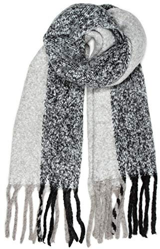 Caspar SC485 Damen XXL Fransen Karo Schal, Farbe:grau, Größe:One Size