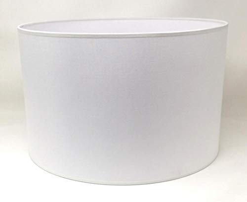 Pantalla Cilíndrica con tela de Algodón, hecha a Mano para Lámpara de Techo, Lámpara de mesa, Lámpara de pie (40 cm Diámetro, 25 cm Altura, Blanco)