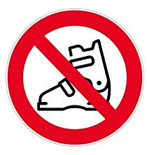 Autocollant Sticker signalisation Panneau Chaussure Ski Interdite Interdiction