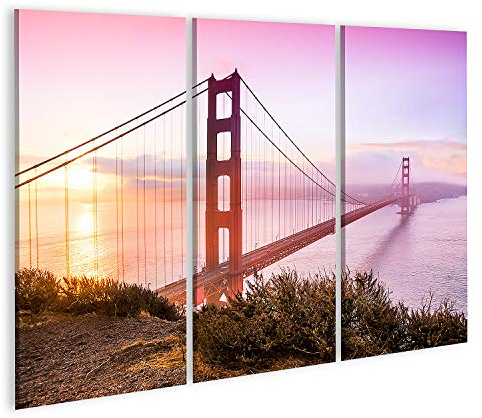 islandburner Bild auf Leinwand San Francisco Golden Gate Bridge Sonnenaufgang Panoramablick Bilder Wandbilder Poster