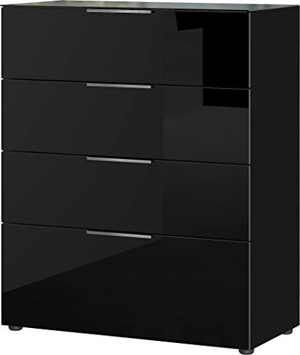Germania Kommode 3695-83 GW-Oakland, in Schwarz, mit Glasauflage, 83 x 102 x 42 cm (BxHxT)