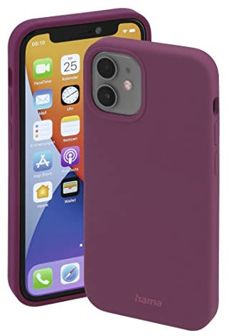 Hama Hülle für Apple iPhone 12 mini kompatibel mit MagSafe (Magnetische Hülle für induktives Laden, Handyhülle schützt vor Stößen, Kratzern und Schmutz, seidig Mattes Case aus TPU) Bordeaux
