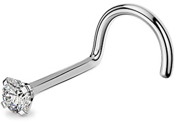 OUFER 20G 0.8mm Titan Nasenpiercing Ring Nasenring S Form Star CZ Nasen Piercing Nase Nostril Twist Stecker Dünn Nasenstecker Nasenspirale Schmuck Nose Ring Screw 2mm Jewellery Women