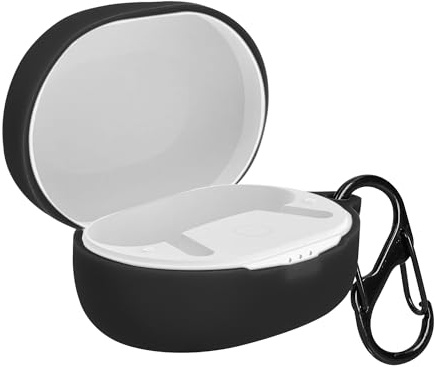 kwmobile Schutzhülle für Anker Soundcore Life P2 mini Hülle - TPU Silikon Case für Kopfhörer Ladecase - stoßfestes Cover mit Karabiner - Schwarz
