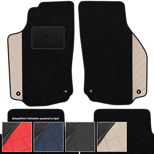 moto-MOLTICO Fußmatten Auto Velours Autoteppiche Schwarz Automatten Set 4-teilig - Auffälliges Design - passend für Opel Mokka 2012-2019 (Beiges Muster)