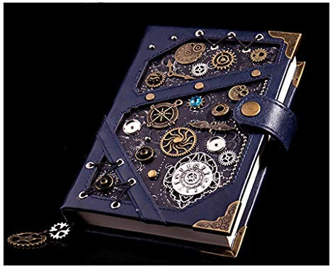 FSHAN Notizbuch klassisches Design Hardcover Notebook Gift Box, Zeitschriften Blank Tagebuch Notepad Skizzenbuch Reise zu schreiben, in, ungefüttert Papier, Retro-Anhänger, Steampunk-Stil. Hefte