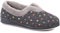 Pavers Ladies Wide Fit Polka Dot Slippers in Dark Grey with Memory Foam and Anti-Odour Treatment Women Fluffy Inner Lining Shoes - Size UK 6/EU 39