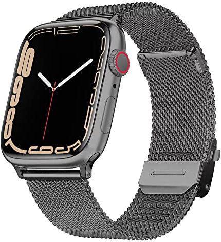 HdanMole Compatibile con Cinturino Apple Watch 38mm 40mm 41mm 42mm 44mm 45mm Donna Uomo, Cinturino iwatch in Acciaio Inossidabile Maglia Milanese per Serie 7/6/5/4/3/2/1/SE,Nero 38/40/41mm