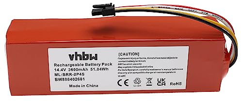 vhbw Akku kompatibel mit Xiaomi Roborock 1C, E4 E452-00 RSD0122CE, E4 E402-00, E5 E502-00 Saugroboter (3600 mAh, 14,4 V, Li-Ion)