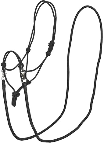Imperial Riding Knotenhalfter IRHFree Ride – leichtes, Robustes Rope-Halfter aus starkem Polyesterseil, individuell verstellbar, für Training, Bodenarbeit & Alltag, Schwarz, Cob