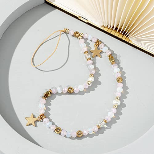 Böhmische Anti-Verlorene Handy Lanyard,Bunte Perle Telefon Lanyard Handykette Handschlaufe Universale Telefonkette Handy Charm Handyhülle Anhänger Dekoration Zubehör Handyanhänger für Damen,Rosa #2