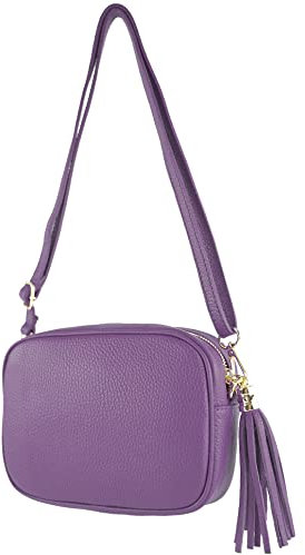 modamoda de - T240 - kleine Umhängetasche aus ital. Echtleder, Farbe:Purple