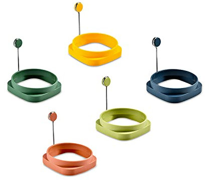 Silicone Egg Molds Pancake Molds, Non-Stick Egg Cooking Ring, Fried Egg Mold, Pancake Ring, 2-in-1 Square and Round Egg Rings for Frying Eggs, Easy Clean Silicon Egg Rings Pack of 5