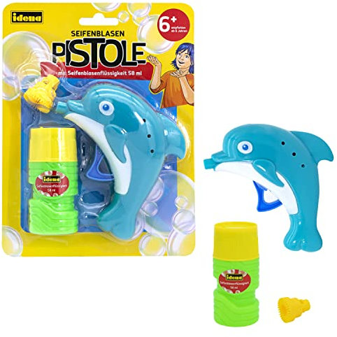 Idena 40229 - Seifenblasenpistole, inkl. 58 ml Seifenblasenflüssigkeit, für Kinder ab 6 Jahren, im Delfin Design