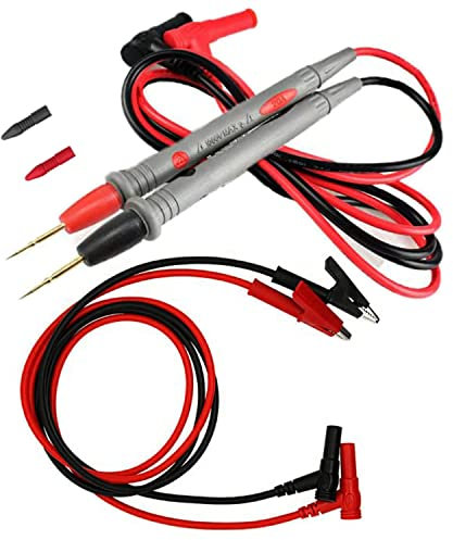 RUNCCI-YUN 2 PCS Puntali Tester per Multimetro,Spina a banana per coccodrillo, con Prolunga di Prova, Pinze a Coccodrillo, Sonda di Prova