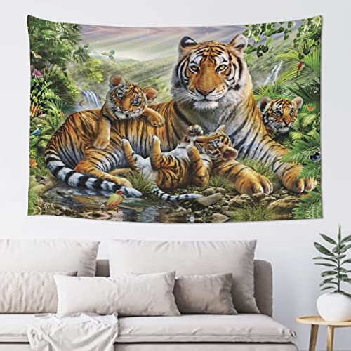 Jungle Tigers Cub Wandteppich Wandbehang Wandteppich Dekoration für Wohnzimmer Schlafzimmer Wohnheim 152,4 x 101,6 cm