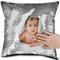 Eletizy Personalisiertes Bild, magischer Wende-Kissenbezug, DIY-Design, Paillettenbilder, Fotos, einseitig Bedruckt, Haustierliebhaber, Familienfoto-Kissenbezug, 40 x 40 cm (nur Bezug) (Silber)