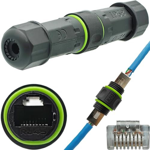 CTRICALVER 1 Pcs RJ45 Waterproof Connector, IP68 Outdoor Ethernet Cable Connector, Compatible with CAT6/Cat5e Ethernet LAN Cable