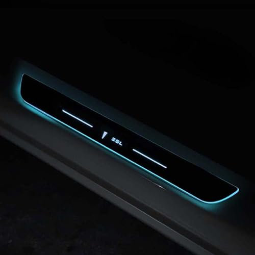 SOLKIN Interior Accessories For Tesla Model 3 model3 LED Door Threshold Sill Welcome Lights Pedal Trim Decorative Frame Sticker (Color : Green color)