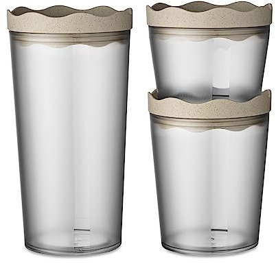 Vorratsdosen 3er-Set PRINCE SET OSLO aus Kunststoff 0,3 Liter 0,75 Liter 1 Liter Sand Koziol