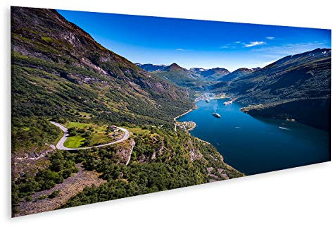 islandburner Bild auf Leinwand Geiranger Fjord Schöne Natur Norwegen Luftaufnahmen Storfjord (Großer Fjord) Bilder Wandbilder Poster