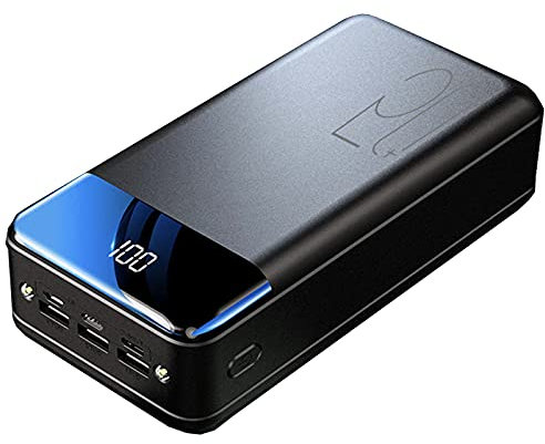 WSGDSG 40000mAh Power Bank for Outdoor Camping 2.1A High-Speed Charging Portable Charger External Battery with LED Display for phones Tablets(Size:Black,Color:400000Mah)