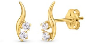 Amberta Allure Damen Kletterohrringe aus 9K Gelbgold Ohrringe mit Zirkonia