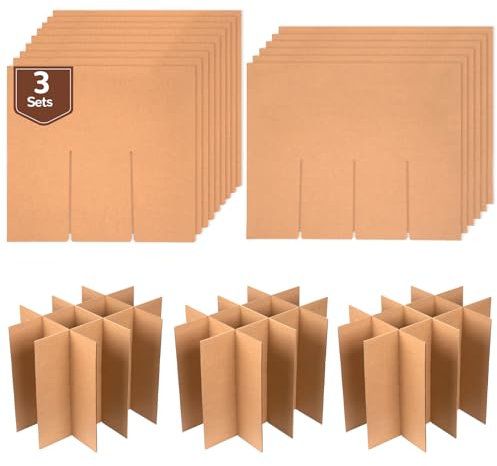 3 Sets of Glass Dividers for Moving Boxes Packing Boxes Kit for Moving Dishes Wine Boxes for Moving, Packing Supplies for Moving Fits in 16 x 12 x 12 Inch Box (Box Not Included)