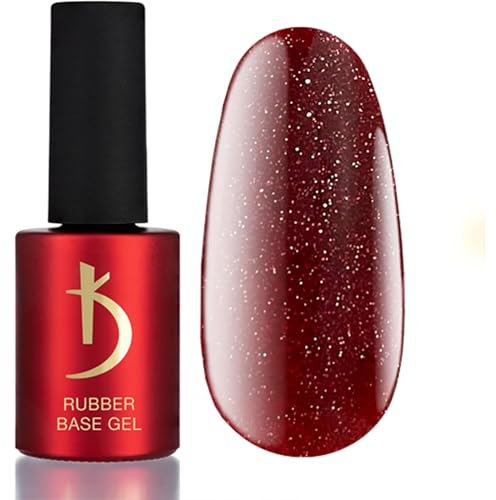 K Professional Rubber Base Gel - Base Coat - Red Glitter Reflective Nail Polish -15ml- Unterlack - Rot Glitzer UV Nagellack - Gel Nägel - Gellack - UV LED Red Reflective