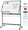 GOPLUS Tableau Blanc Effacable Rotatif à 360°, 120 x 80 CM, Tableau Blanc Magnétique Hauteur Réglable 145-173cm avec 4 Roue Universelle Amovible, 1 Effaceur, 12 Aimants, 6 Marqueur, pour École, Bureau