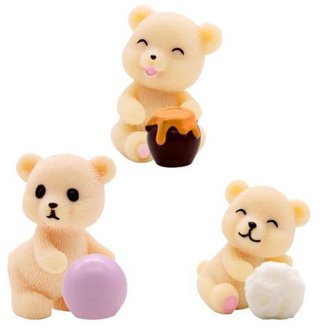 6 pcs Bär Kuchen Dekoration, Bär Mini Figuren Set, Schlüsselanhänger Bär Ornamente, Kleiner Niedlichen Harz Teddybär Dekoration, Mini Figuren, Kuchen Dekoration Cake Topper