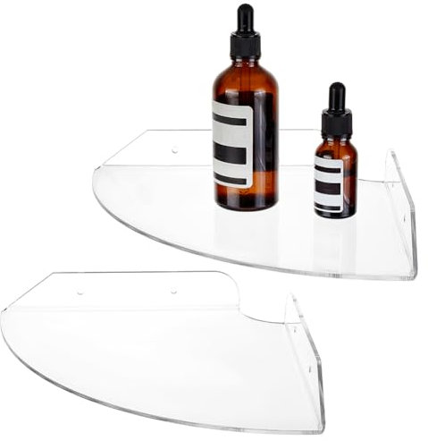 AHANDMAKER Klares Acryl-Eckregal, Montageregal, Schwebende Eckregale Mit Ankerstopfen Und Eisenschraube, Eckregal Für Küche, Wohnzimmer, Badezimmer, Heimbüro