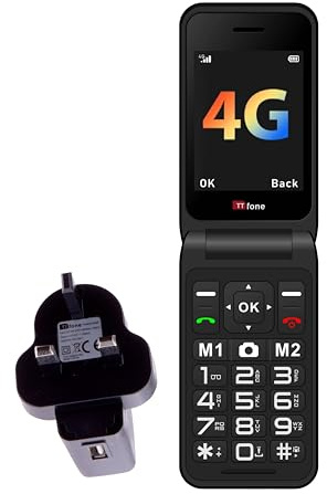 TTfone TT760 4G USB-C Mobile Phone for the Elderly, Simple and easy to use flip folding cell cheap and easy to use, EE Pay as you go with £10 Credit (with USB Cable, Red)