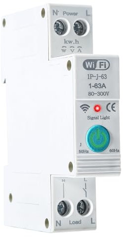 DEWIN Disyuntor de carril Din, disyuntor WiFi inteligente Tuya 1P 63A interruptor de control remoto de teléfono móvil for hogar inteligente AC230V