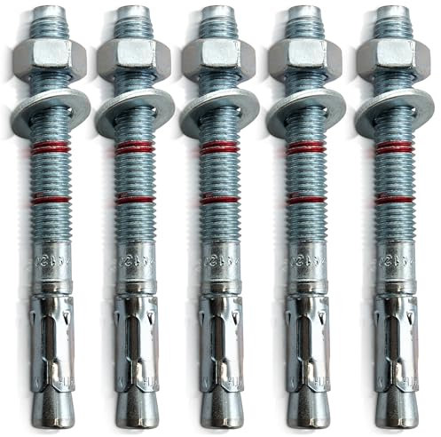 Schwerlastdübel M12x180 verzinkt 5 Stück - ETA Zulassung | Option 7 für ungerissenen Beton | Beton-Anker für schwere Lasten | Bolzenanker Betonanker Ankerbolzen Schwerlastduebel | M8 M10 M12